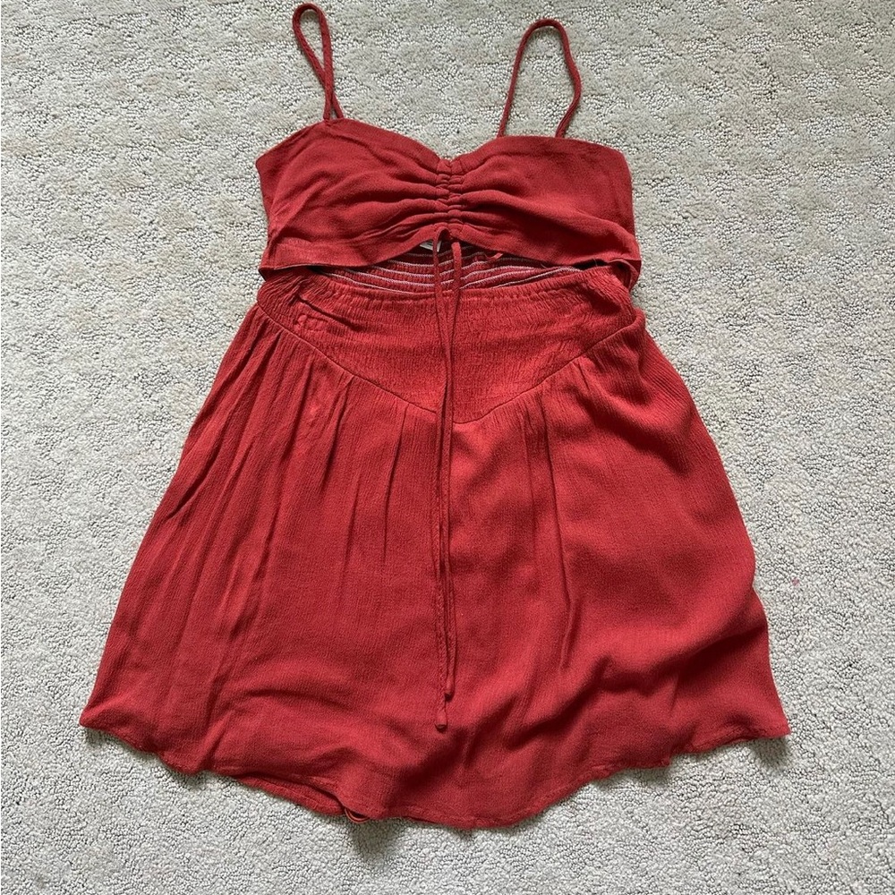 orange romper with slit